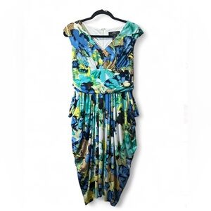 Midnight Velvet Blue Pleated Sundress V-neck